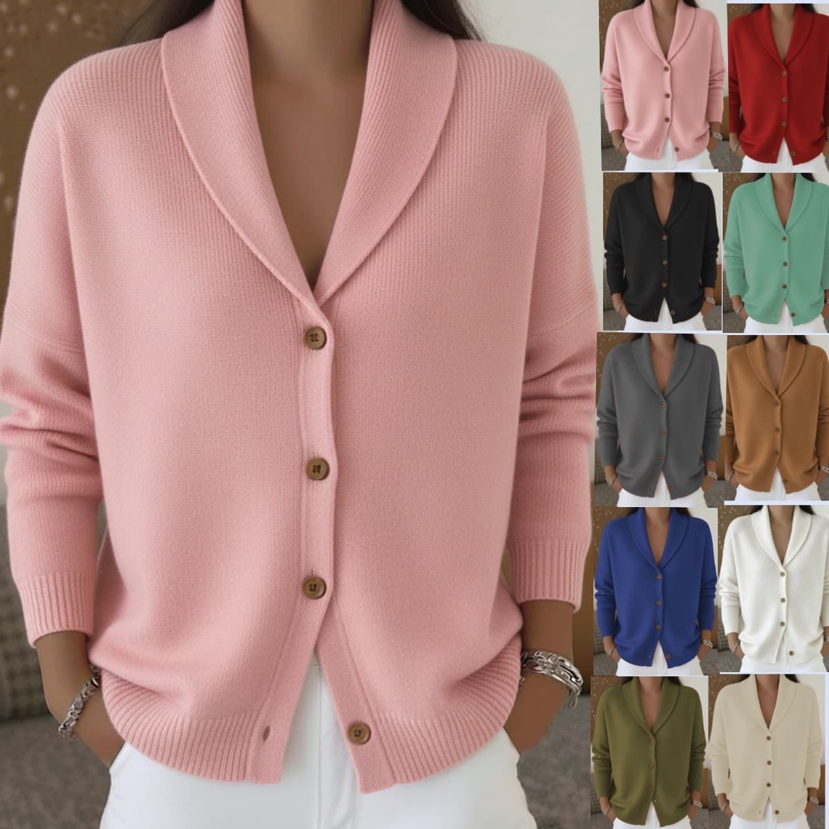 Cardigan col tailleur maille souple