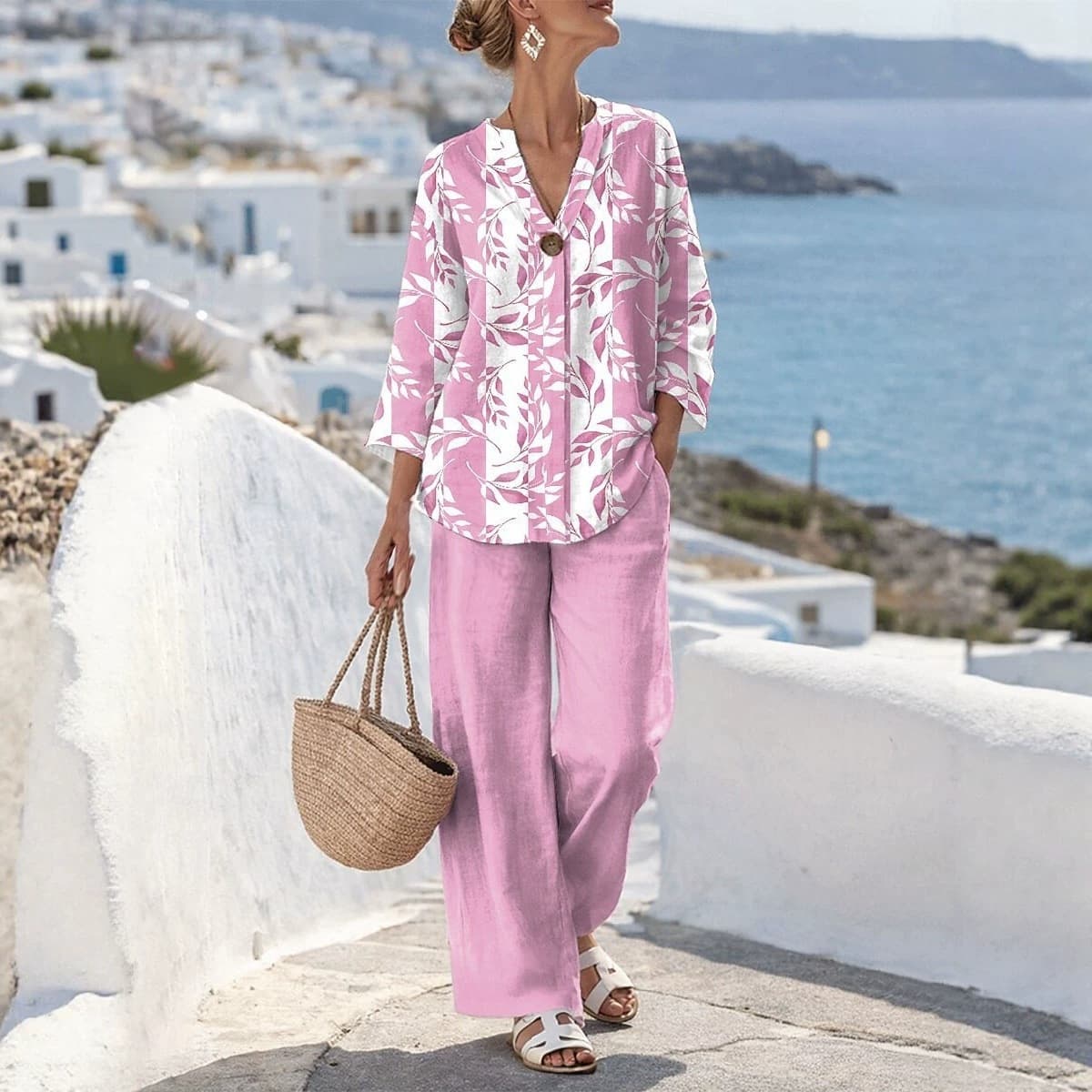 Ensemble imprimé chemise et pantalon