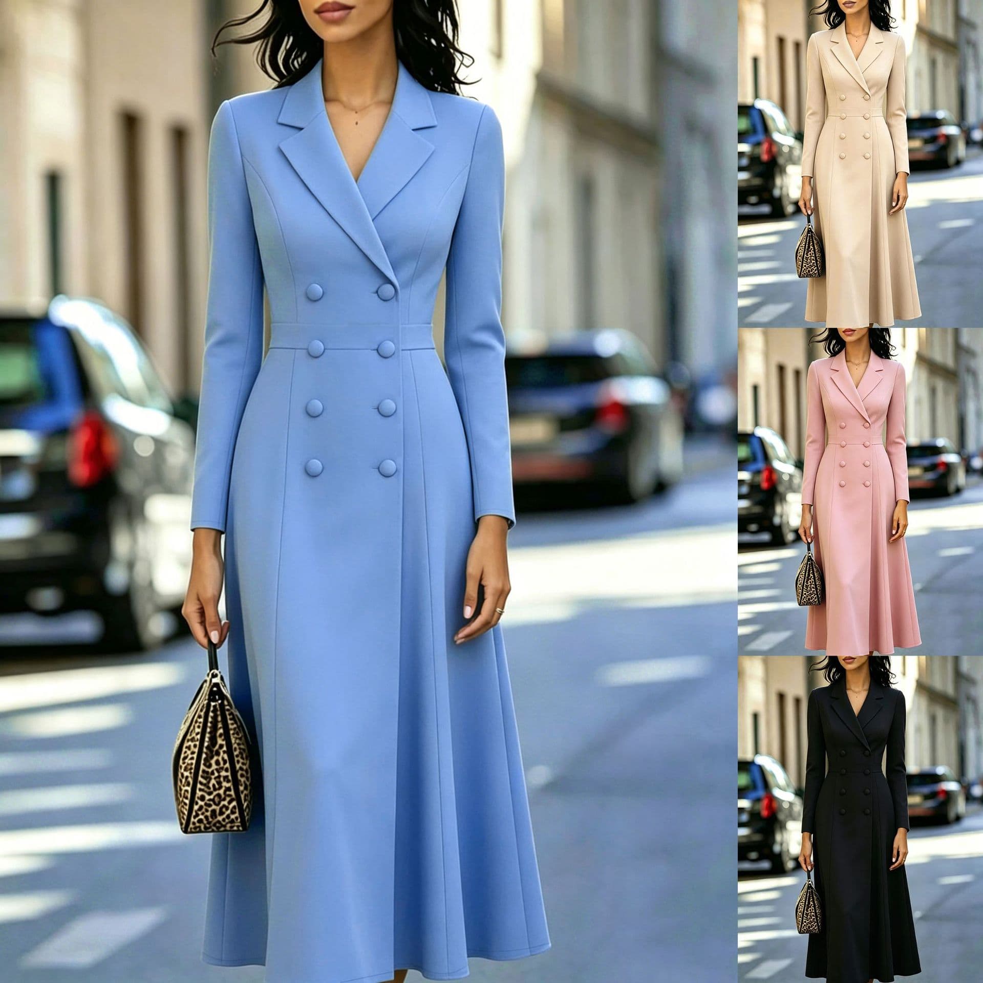 Robe longue croisée à jupe évasée