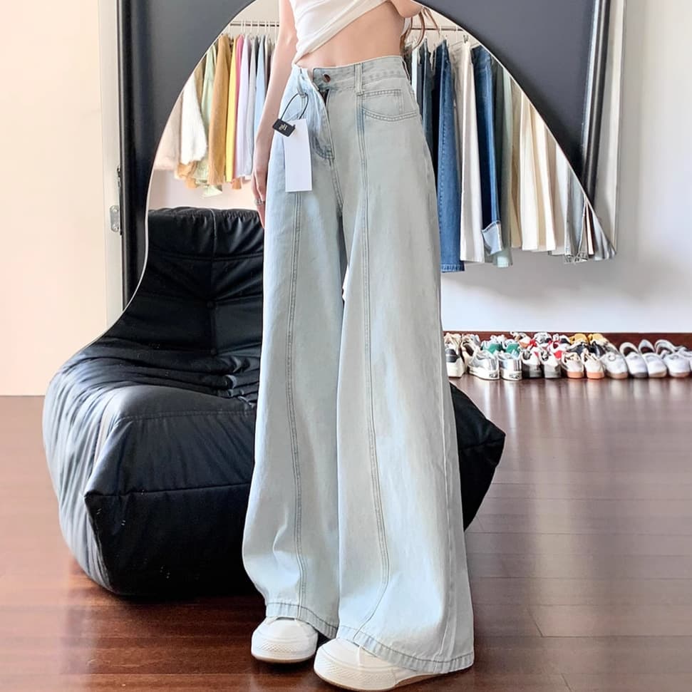 Jean bootcut patchwork délavé clair