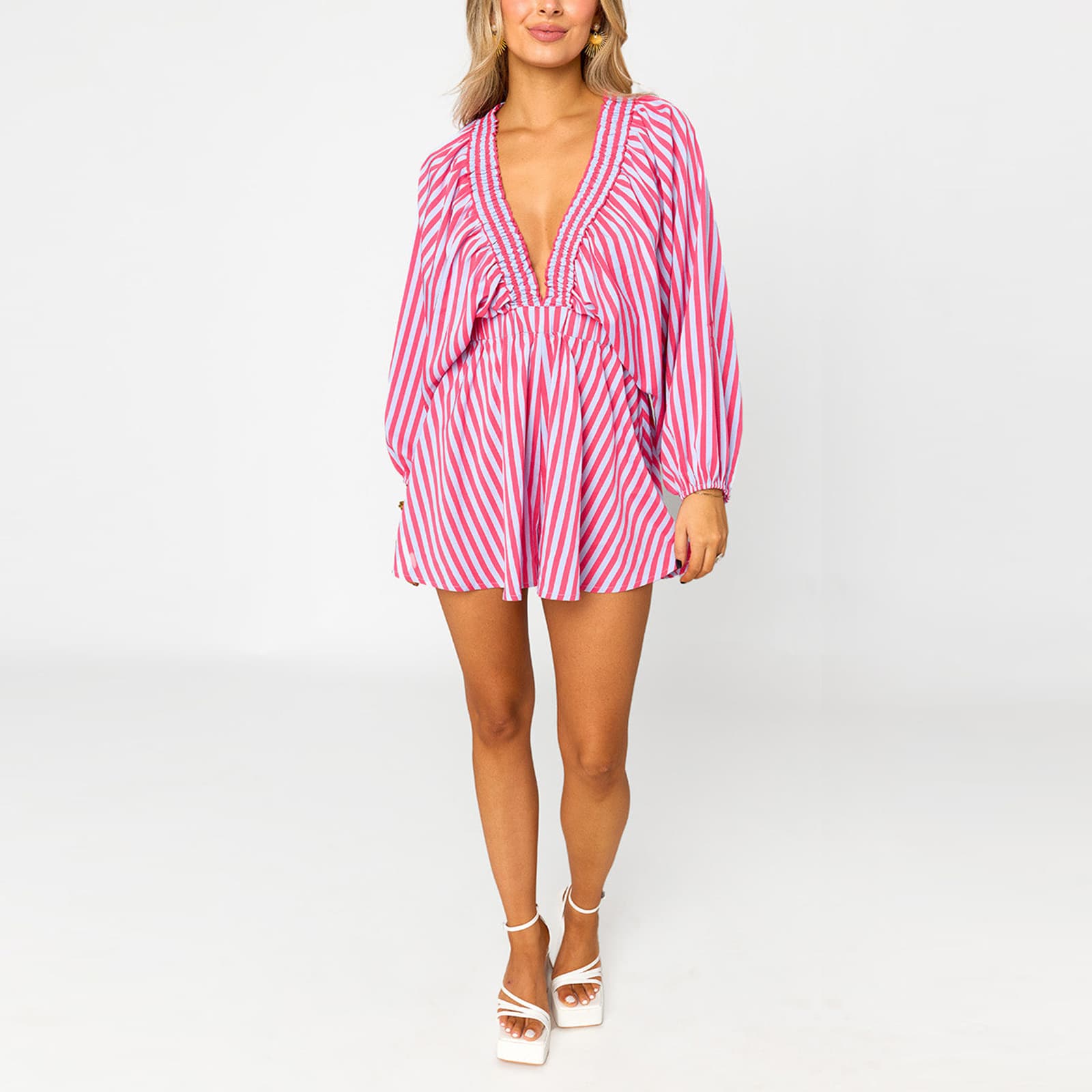 Combishort col V esprit chemise