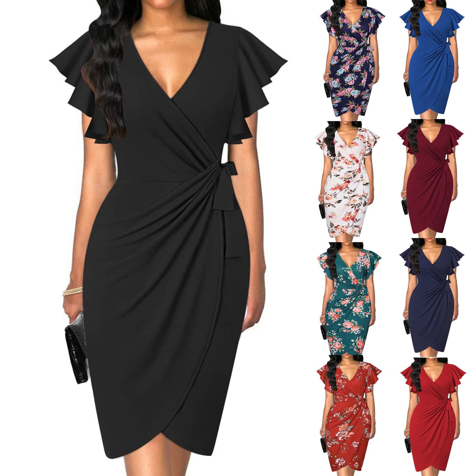 Robe portefeuille plissée à lien