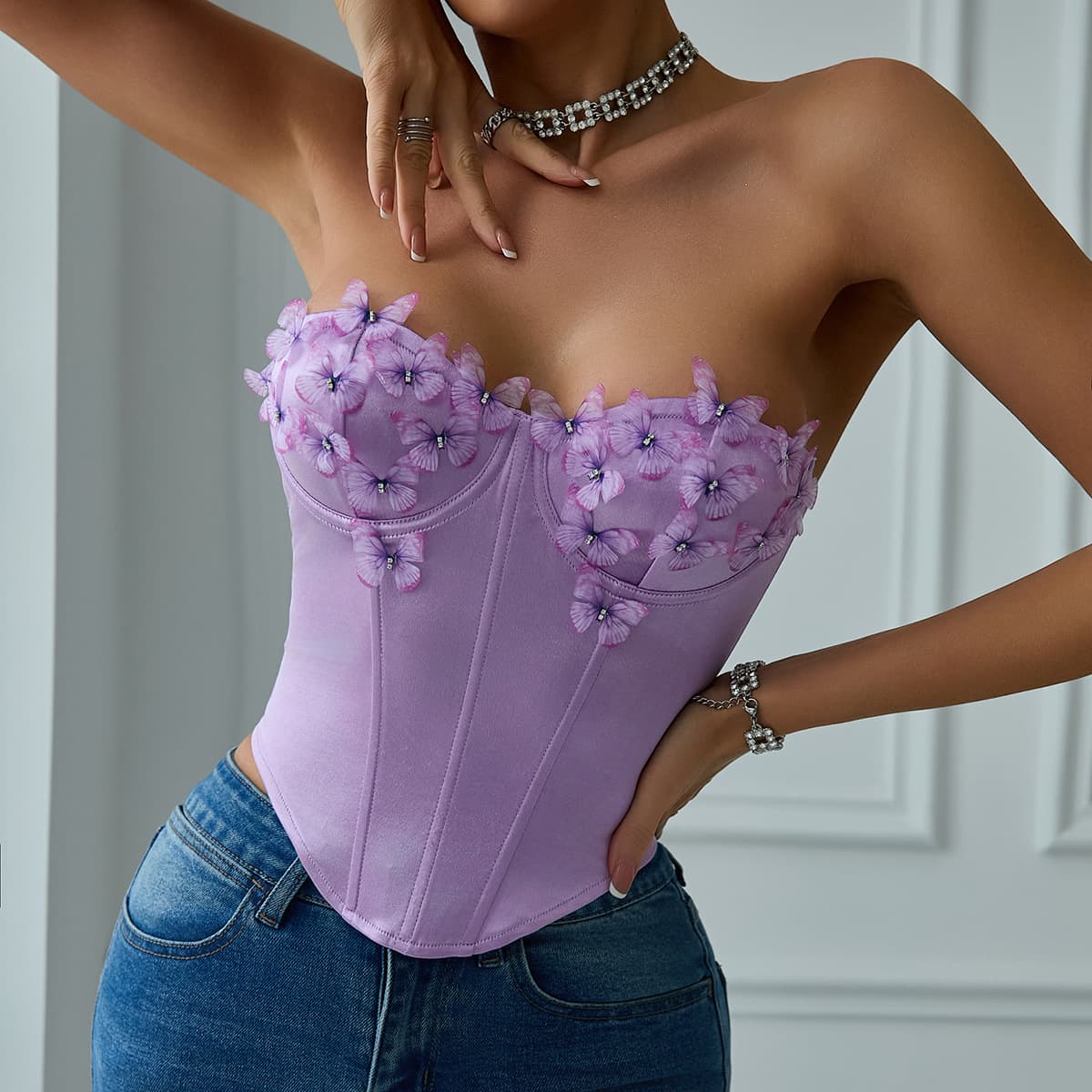 Top bandeau satiné dos nu