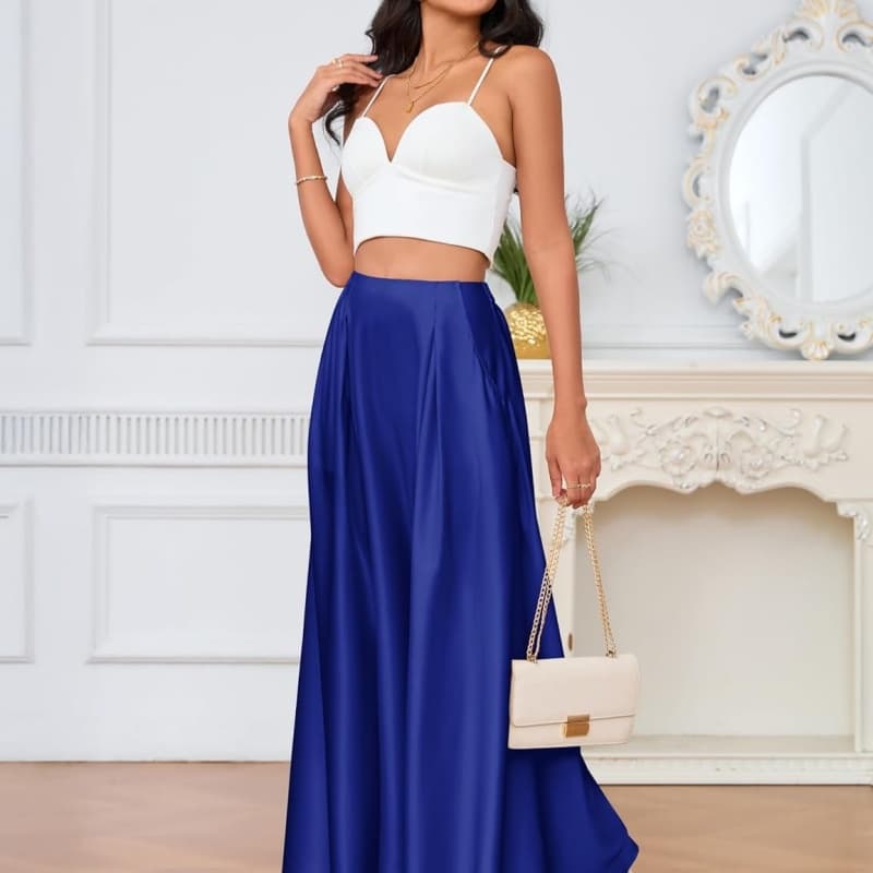 Jupe longue satin ligne A
