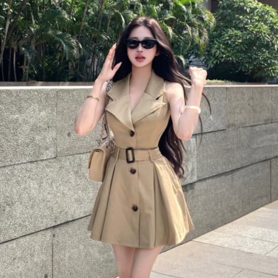 Robe trench kaki ceinturée